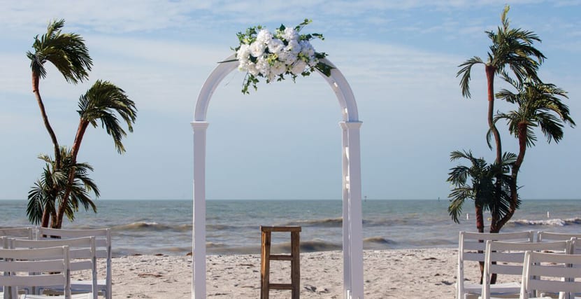 White Arch with Flowers on Sand Key Beach
