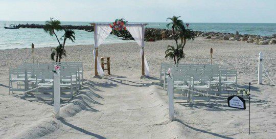 Sand Key Wedding Ceremony setup at the Jetty