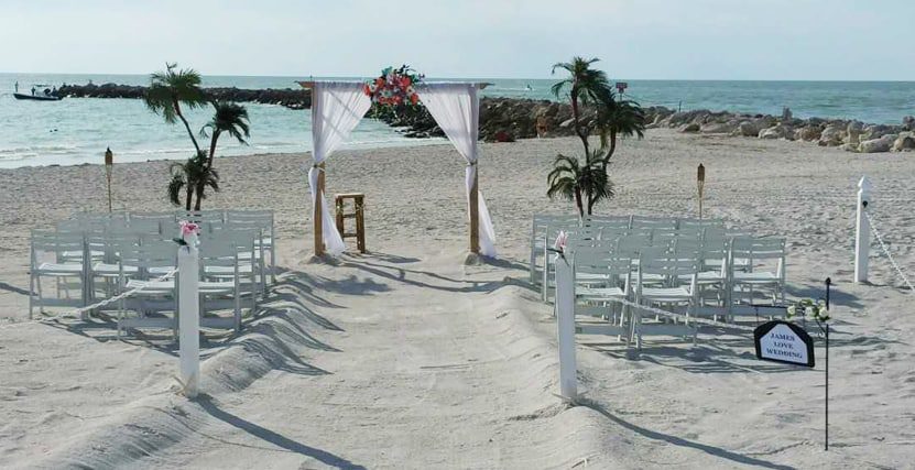 Sand Key Wedding Ceremony setup at the Jetty