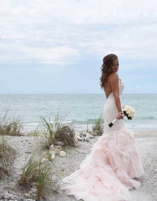 Bride with long hair on Sand Key Beach