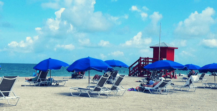 Umbrellas and Chairs on Sand Key Beach in Clearwater, FL